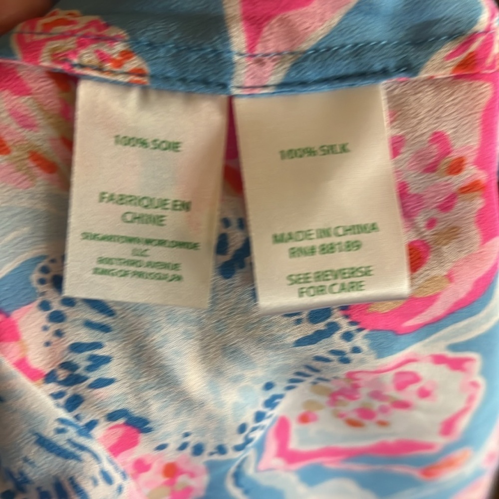 Lilly Pulitzer Elsa Silk Top in Multi Bahamian Rhapsody size large NWT - Picture 8 of 9